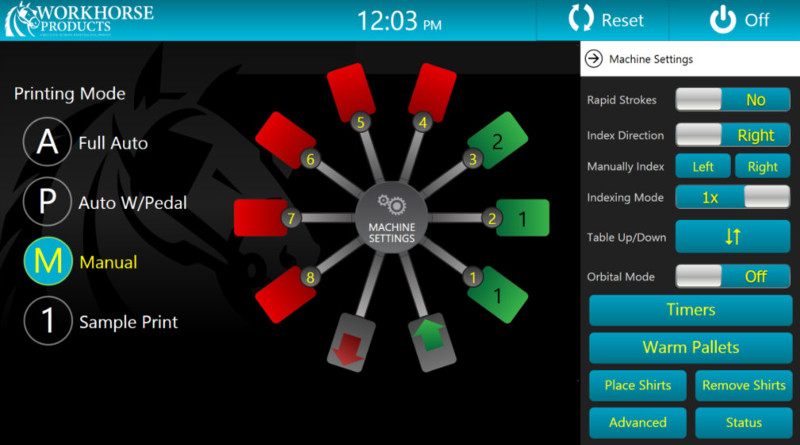 Сенсорная панель управления станка для шелкографии на футболках Workhorse